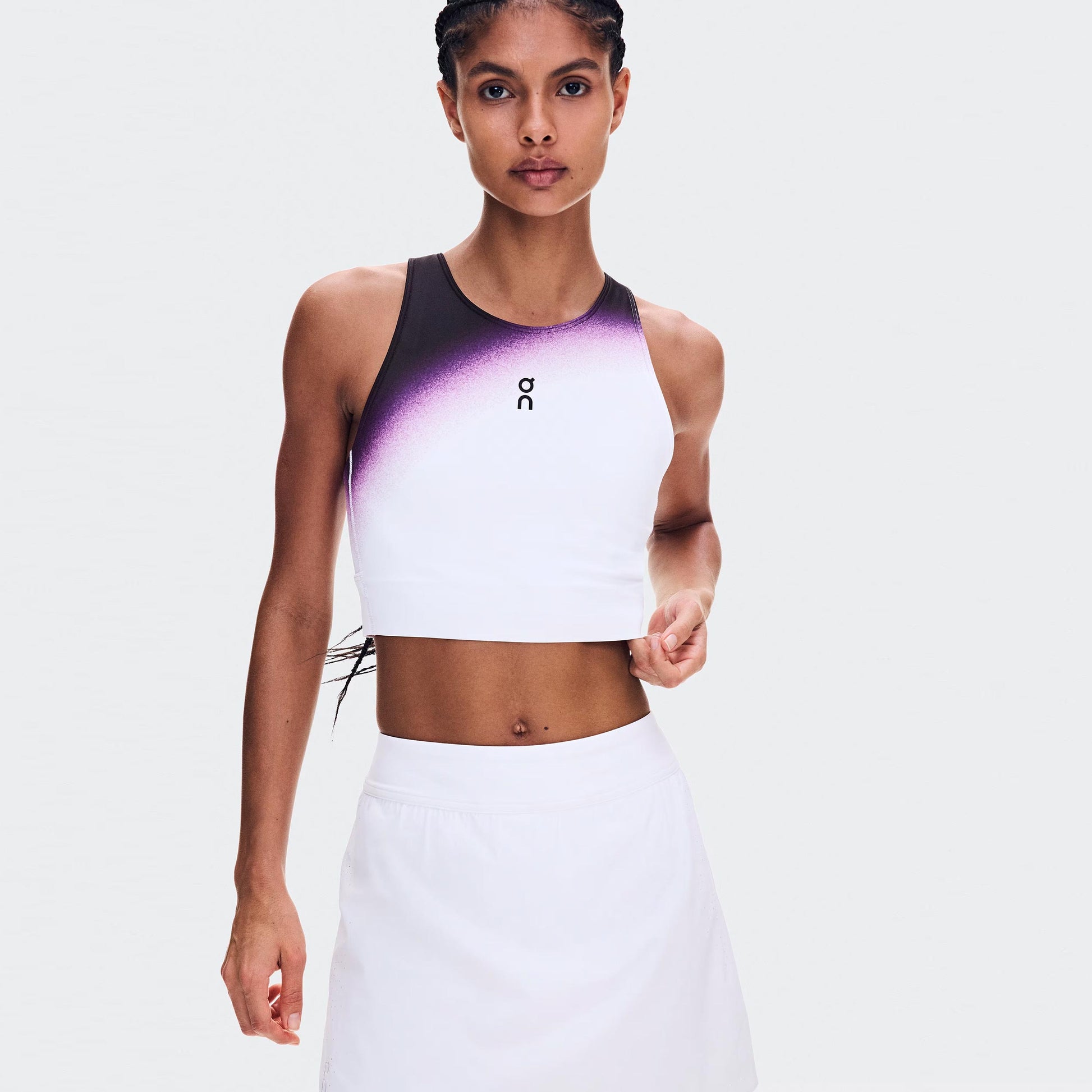 On Court Crop Swing Canottiera Donna - bianco, bacca