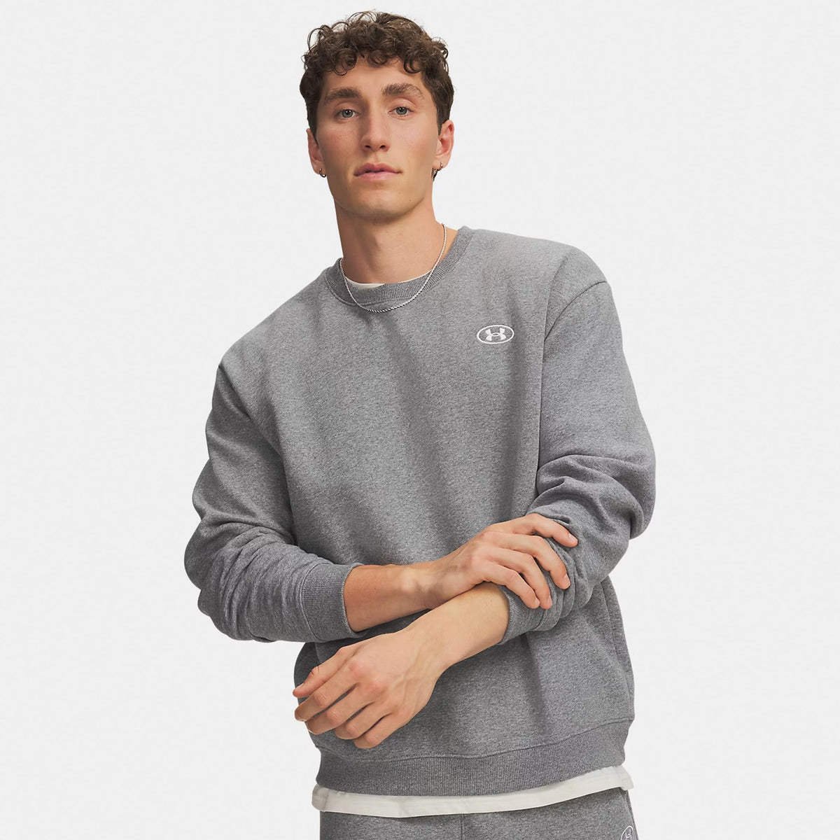 Under Armour Rival Fleece Crew Sweatshirt Herren - grau, weiß