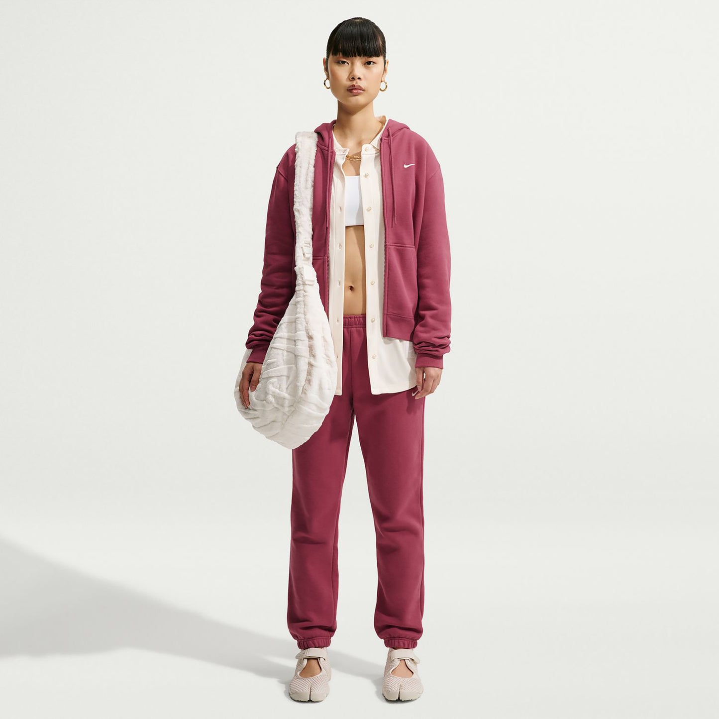 Nike Studio Fleece Felpa Donna - malva