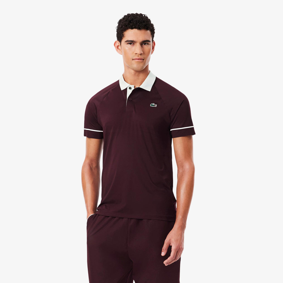 Lacoste Polo Herren - weinrot, weiß