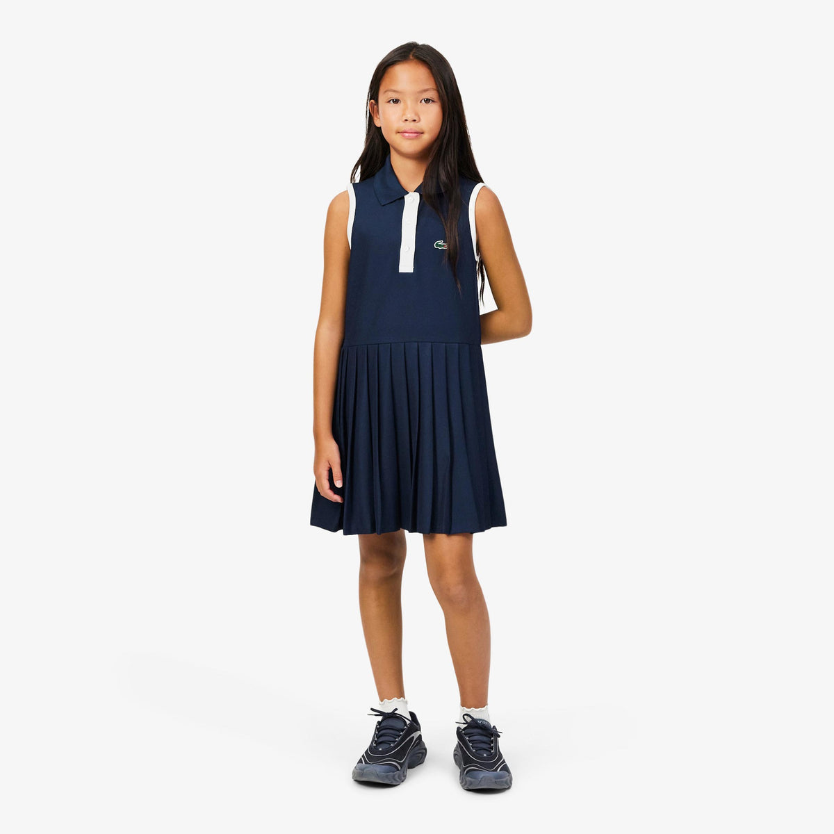 Lacoste Robe Filles - bleu foncé, blanc