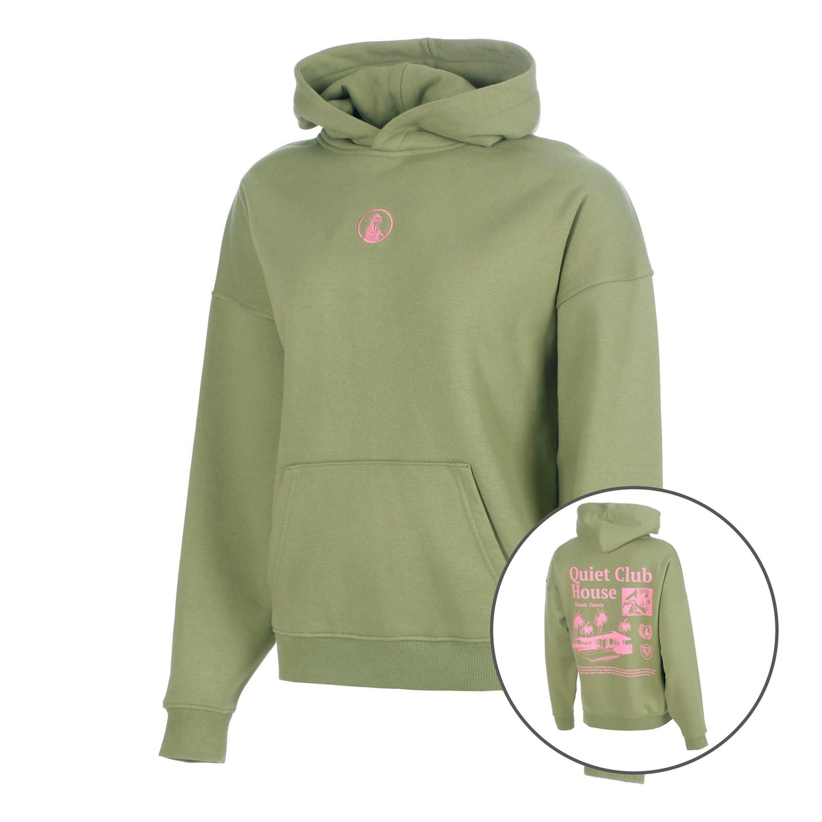 Quiet Please Club House Oversize Sweat à capuche Femmes - kaki