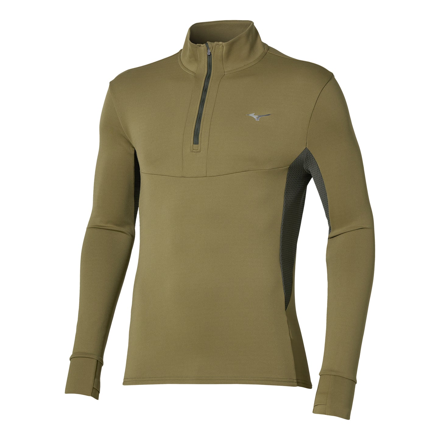 Mizuno Active Warmalite Half Zip Maillot de course Hommes - vert olive