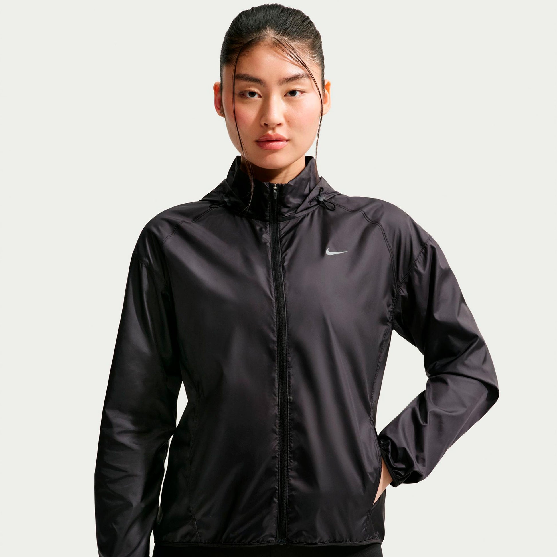 Nike Tempo  Laufjacke Damen - schwarz, silber