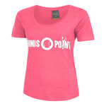 Tennis-Point Bekleidung Tennis-Point Basic Cotton T-Shirt Damen-Pink,Wei&szlig;