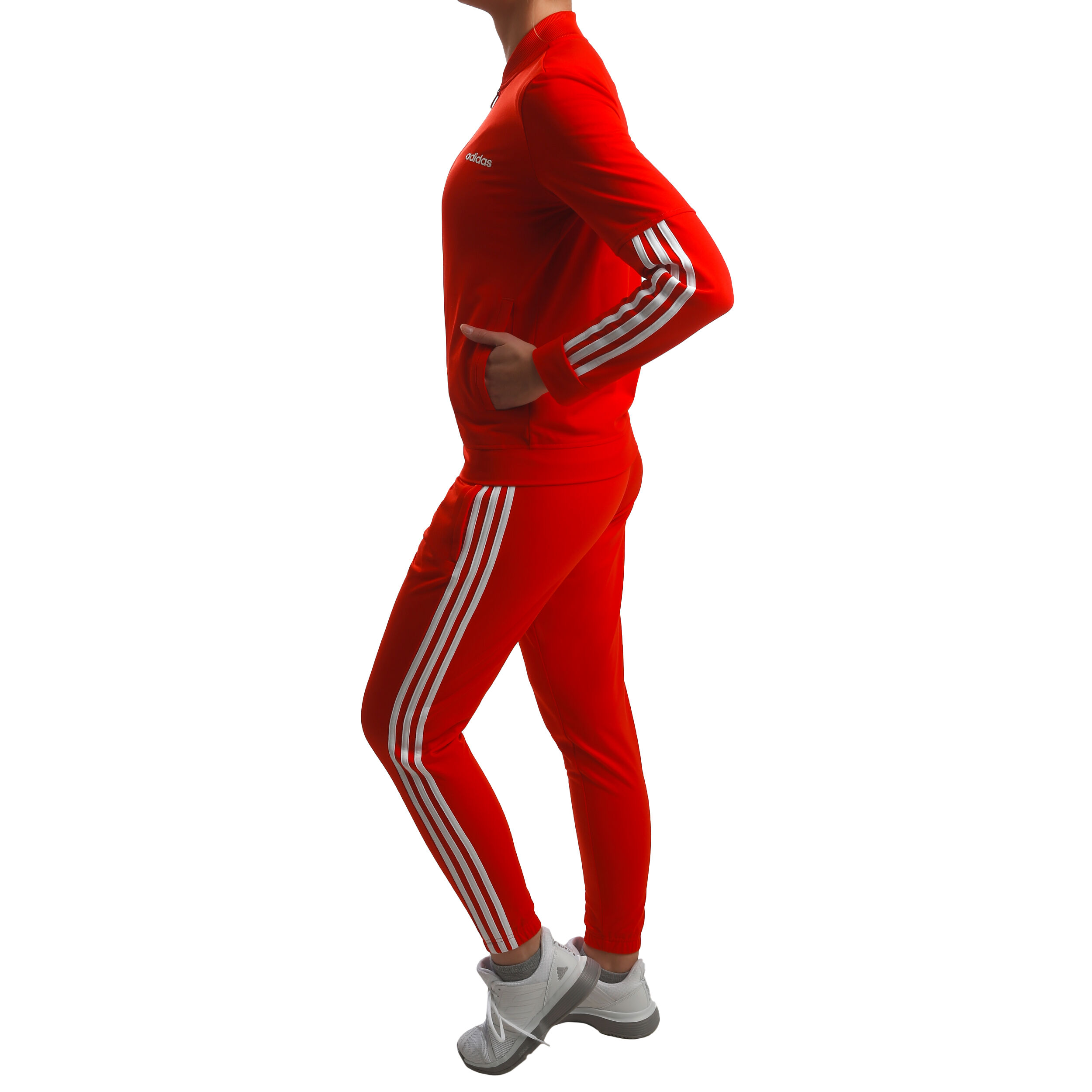 adidas Back2Basic 3 Stripes Trainingsanzug Damen Rot Wei online