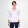 Crew V-Neck Longsleeve Damen-Wei&szlig;