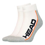 HEAD Bekleidung HEAD Stripe Quarter Sportsocken 2er Pack Unisex - wei&szlig;, hellgrau