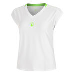 Quiet Please Bekleidung Quiet Please Wild Volley T-Shirt Damen-Weiß,Neongrün