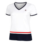 Fila Bekleidung Fila Elisabeth T-Shirt Damen-Wei&szlig;,Dunkelblau