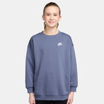 Nike Bekleidung Nike Sportswear Club Fleece Oversized Crew Sweatshirt Mädchen - blaugrau, weiß