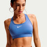 Swoosh Medium Sport-BH Damen-blau, wei&szlig;