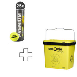 25x Premium Tennisball 4er plus Balleimer eckig