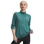 Under Armour Bekleidung Under Armour Tech 1/2 Zip-Twist Longsleeve Damen-gr&uuml;n, wei&szlig;