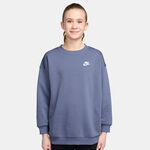 Nike Bekleidung Nike Sportswear Club Fleece Oversized Crew Sweatshirt Mädchen - blaugrau, weiß