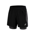 ASICS Bekleidung ASICS Road 2in1 5in Laufshorts Herren-Schwarz,Dunkelgrau