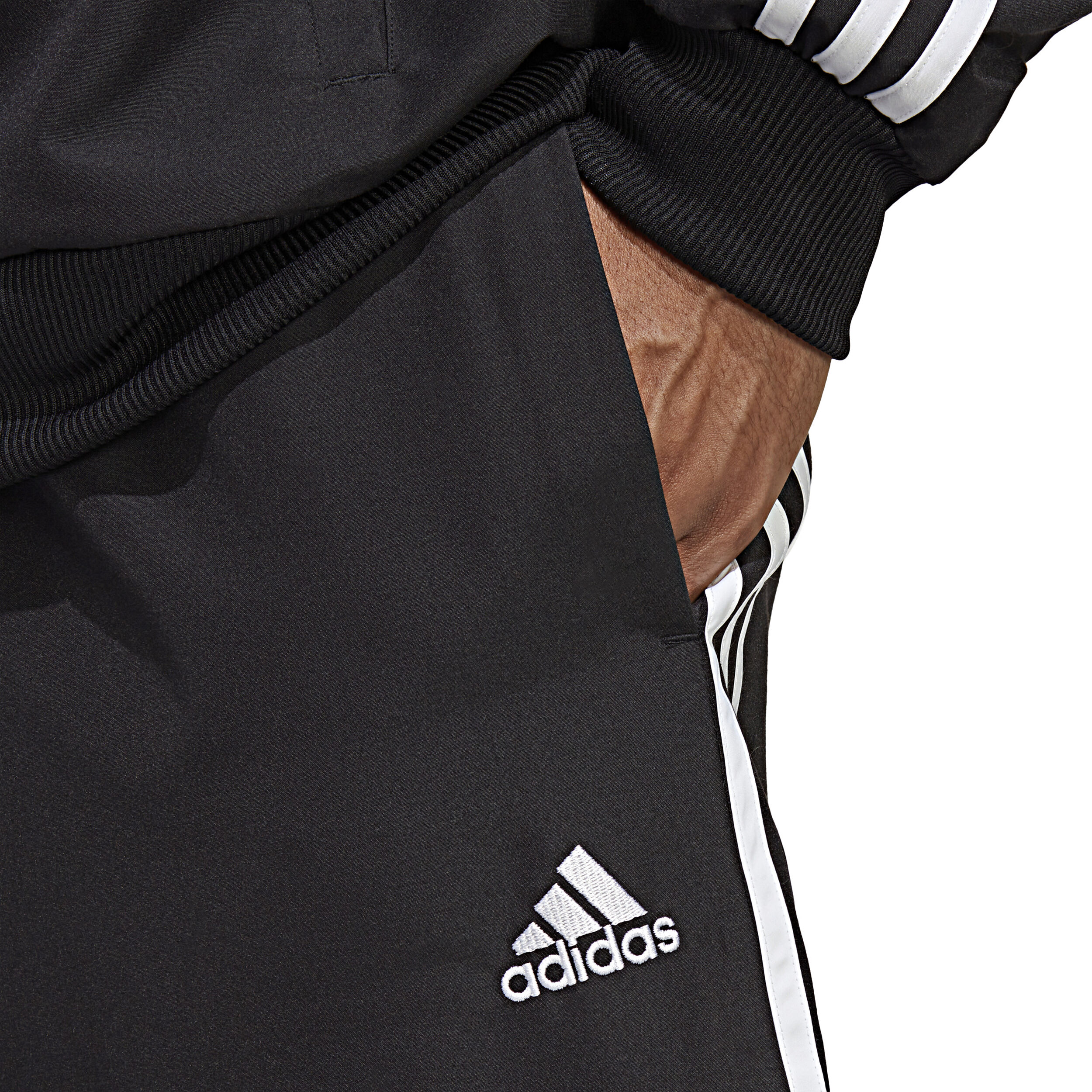 adidas 3 Stripes Woven Trainingsanzug Herren Schwarz WeiB online kaufen Tennis Point CH