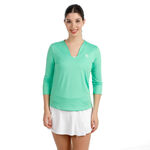 BIDI BADU Tennisbekleidung BIDI BADU Crew 2.0 V-Neck Longsleeve Damen-gr&uuml;n