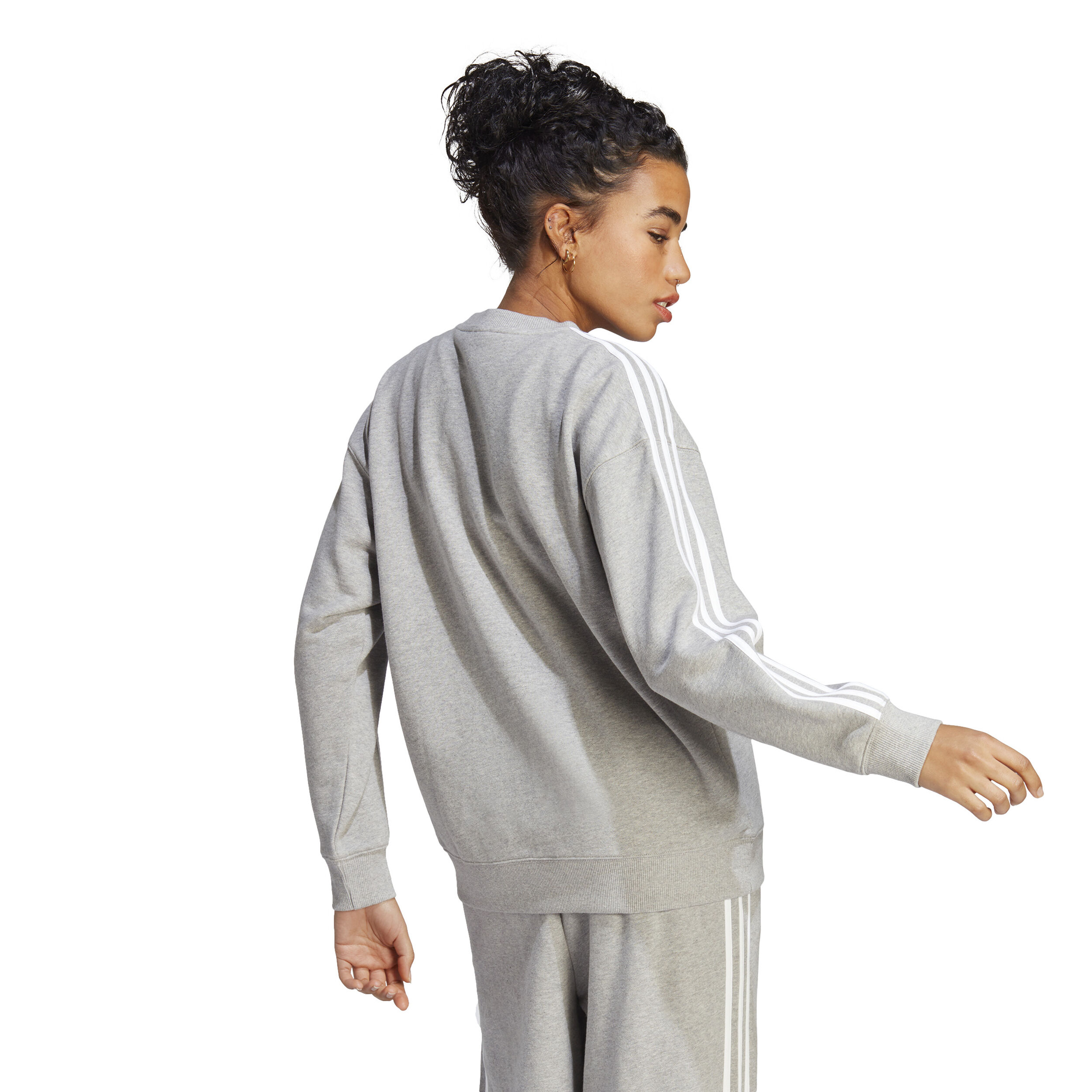 adidas 3 Stripes Sweatshirt Damen Grau WeiB online kaufen Tennis Point CH
