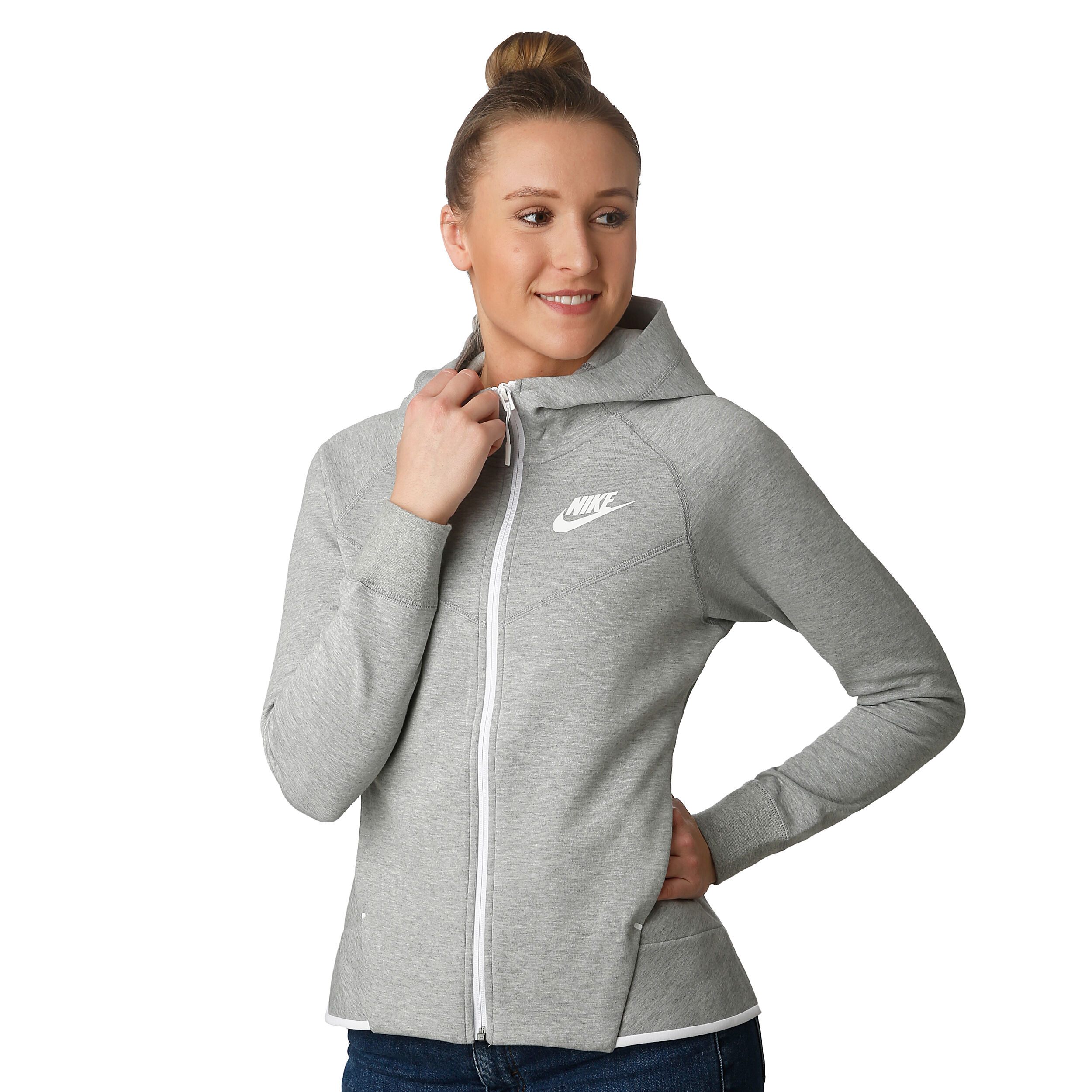 Sportswear Tech Fleece Sweatjacke Damen - Grau, Weiß