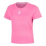 Quiet Please Tennisbekleidung Quiet Please Spin T-Shirt Damen - pink, wei&szlig;